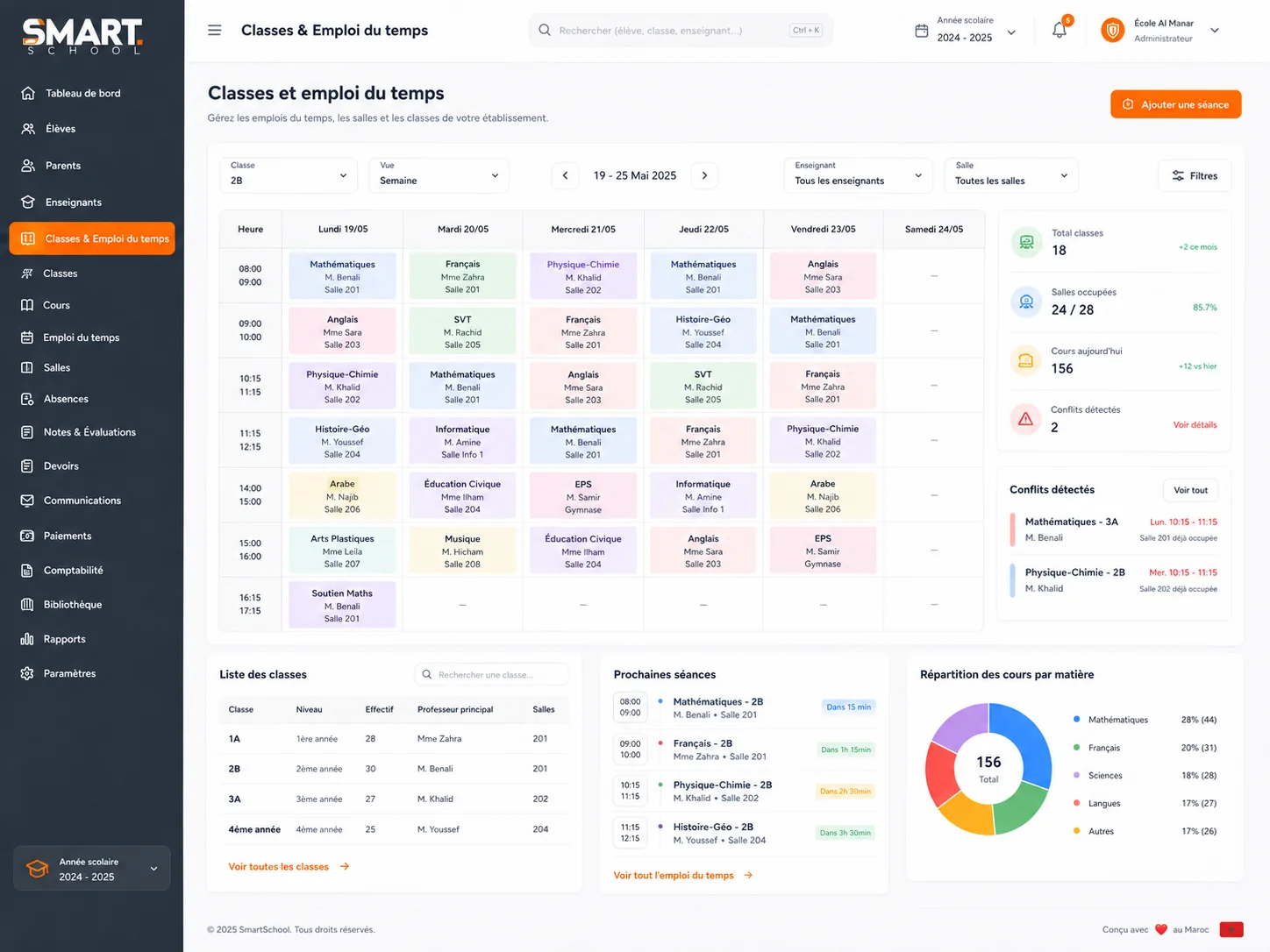 Emploi du temps SmartSchool